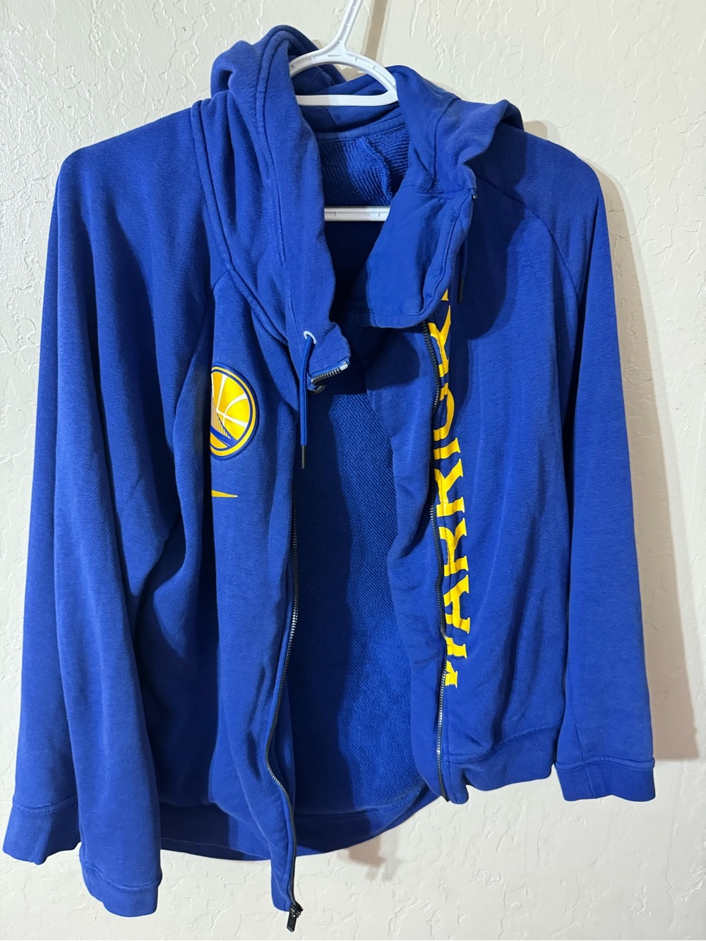 Women’s Blue Hooded Jacket with Yellow Team Accent Golden State Warriors